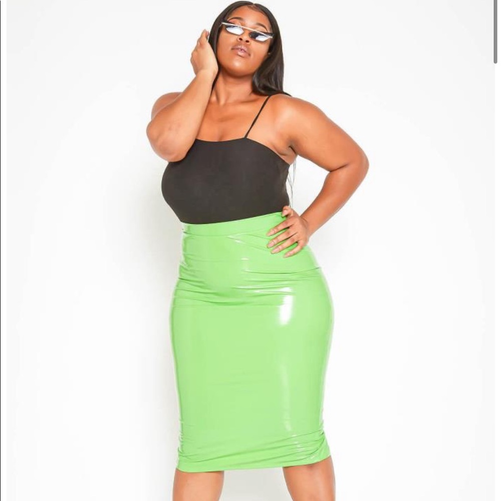 Pleather Green Skirt